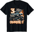 Kids 3 Crushing It Monster Truck Cool 3rd Birthday Boys Kids Design 235