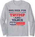 Women For Donald Trump J D Vance 2024 She Her Long Sleeve