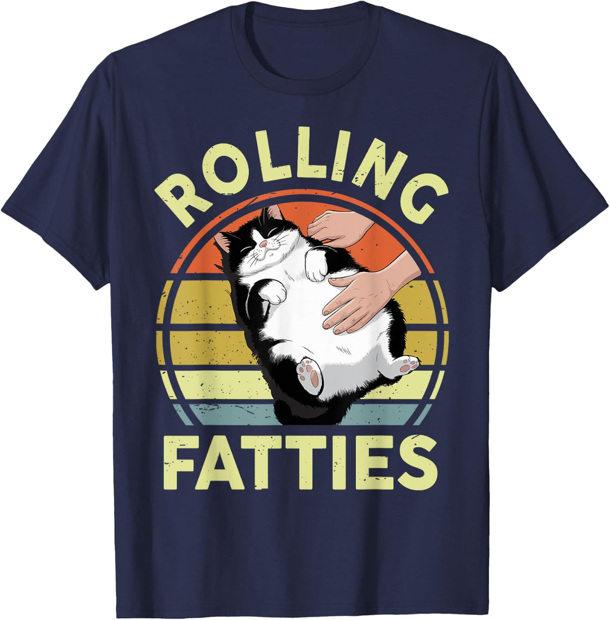 Tuxedo Cat Rolling Fatties Funny Breed Mom Dad Kitten Retro Shirt 161