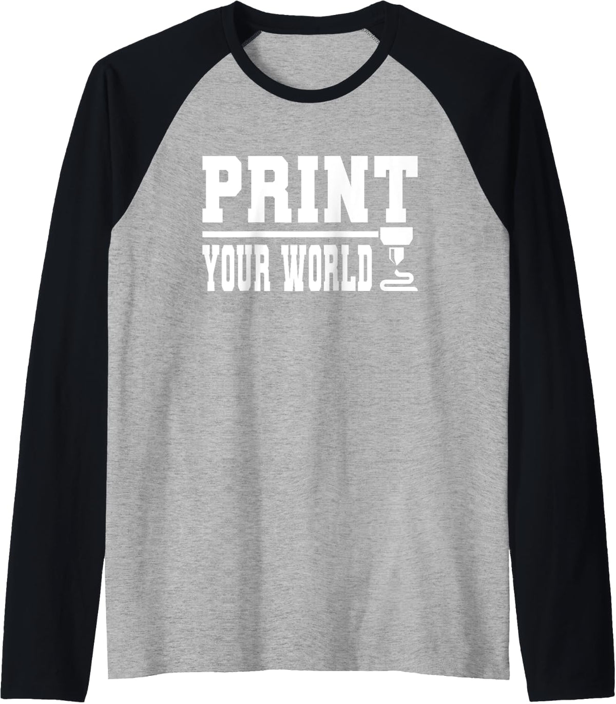 Print Your World 3d Printing Machine Printer Raglan Baseball Tee T Shirt Minimal Style