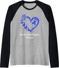 Juvenile Dermatomyositis Awareness Heart JD Warrior Raglan Baseball Tee