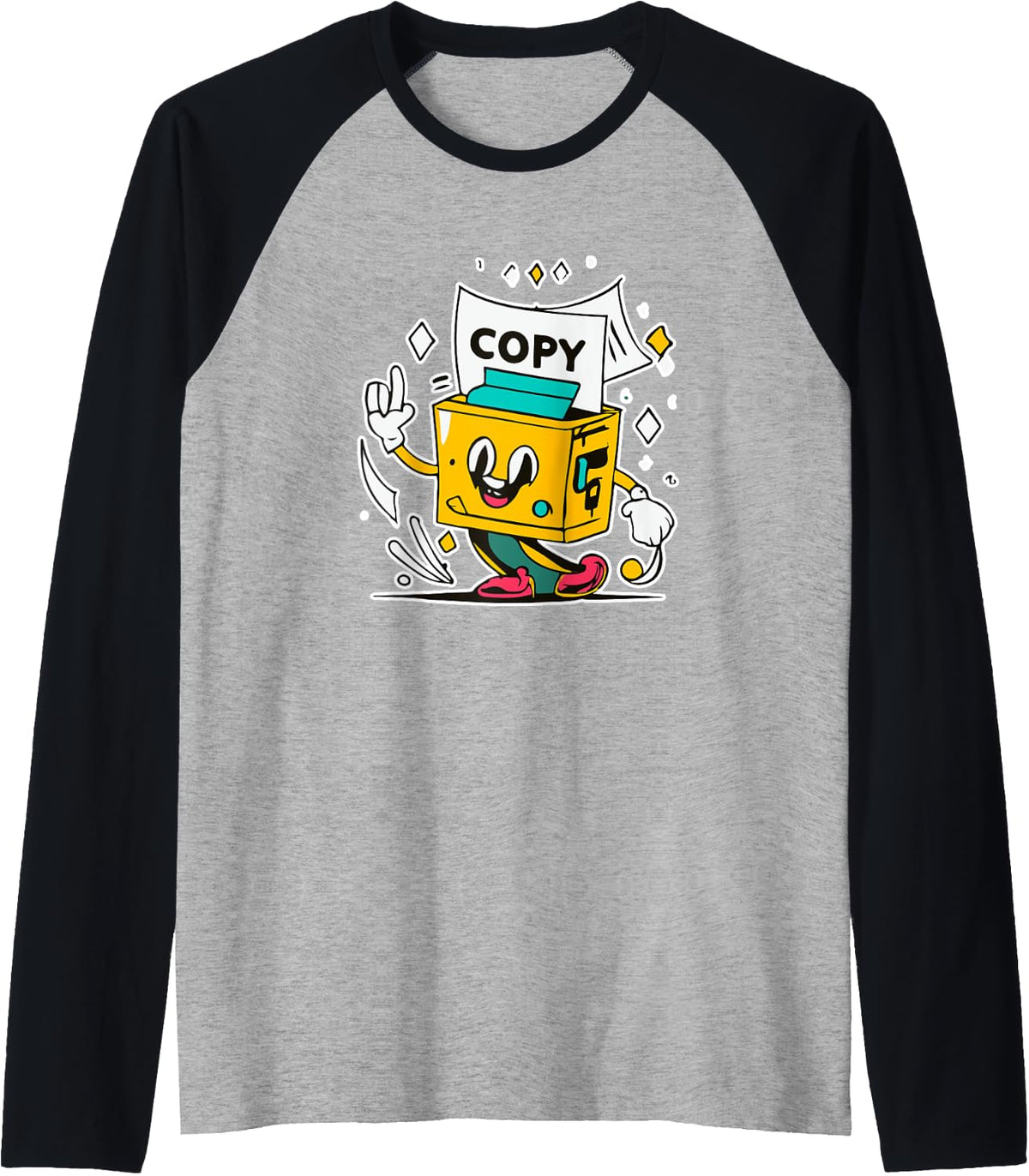 Multipurpose Copy Printer Paper Cute Logo Character Raglan Baseball Tee T Shirt US Trend