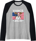 Funny US Election Vote JD Vance 2028 Bulldog Dog USA Flag Raglan Baseball Tee