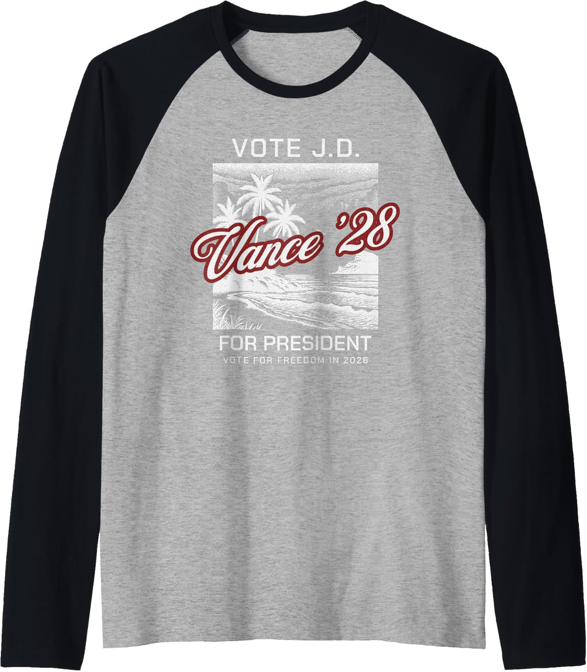 Vote JD Vance 2028 for President Palm Tree Freedom Raglan Baseball Tee