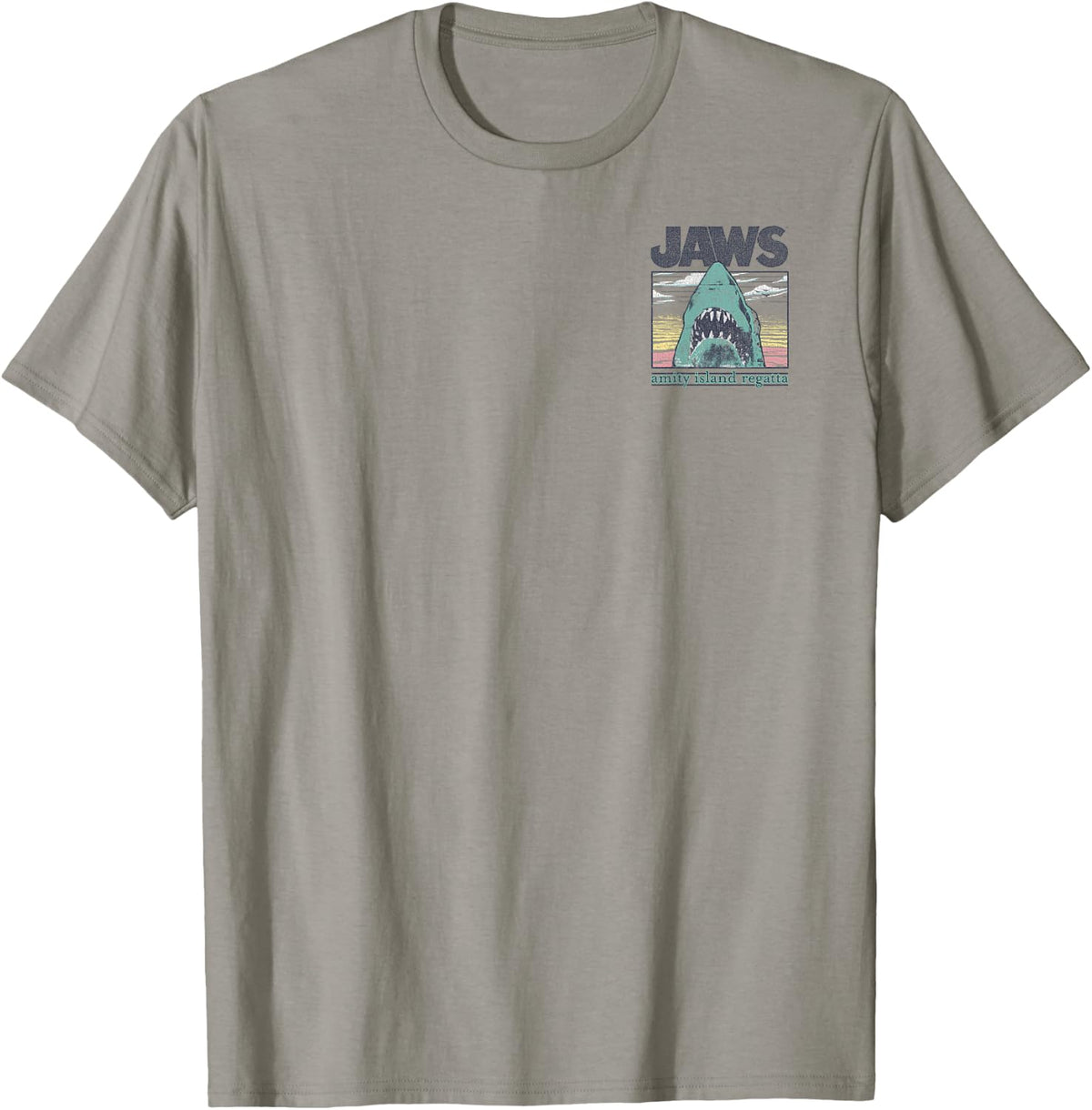 Shark Attack Island Regatta Chest Back Boat Graphic Shirt 32