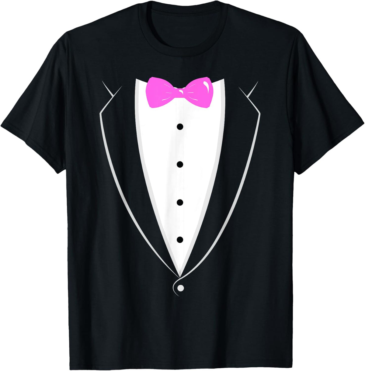 Tuxedo Black and White With Pink Bow Tie Novelty Shirt 235