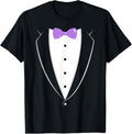 Tuxedo Black and White With Lavender Bow Tie Novelty Shirt 189
