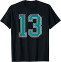 Teal And White Number 13 Jersey Player Uniform 13 Fan 134