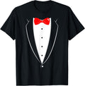 Tuxedo Black and White With Red Bowtie Funny Shirt 286