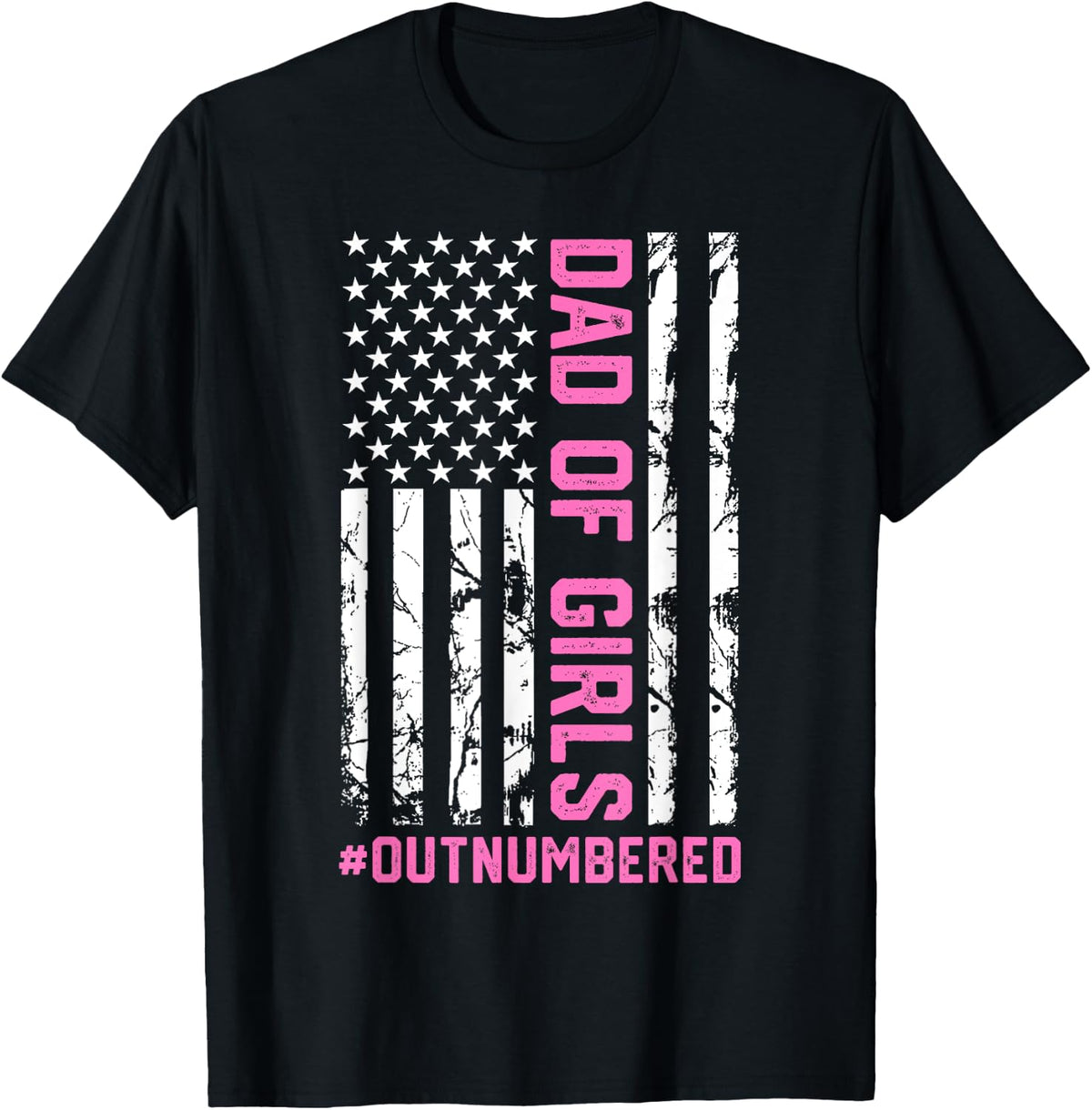 Girl Dad Proud Fathers Day Outnumbered US Flag Shirt 36