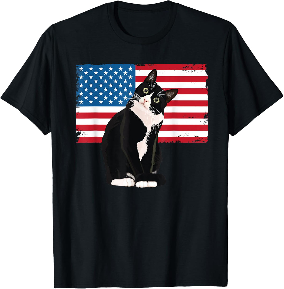 Tuxedo Cat 4th of July Patriotic Gift Tee for Adults and Kids 271