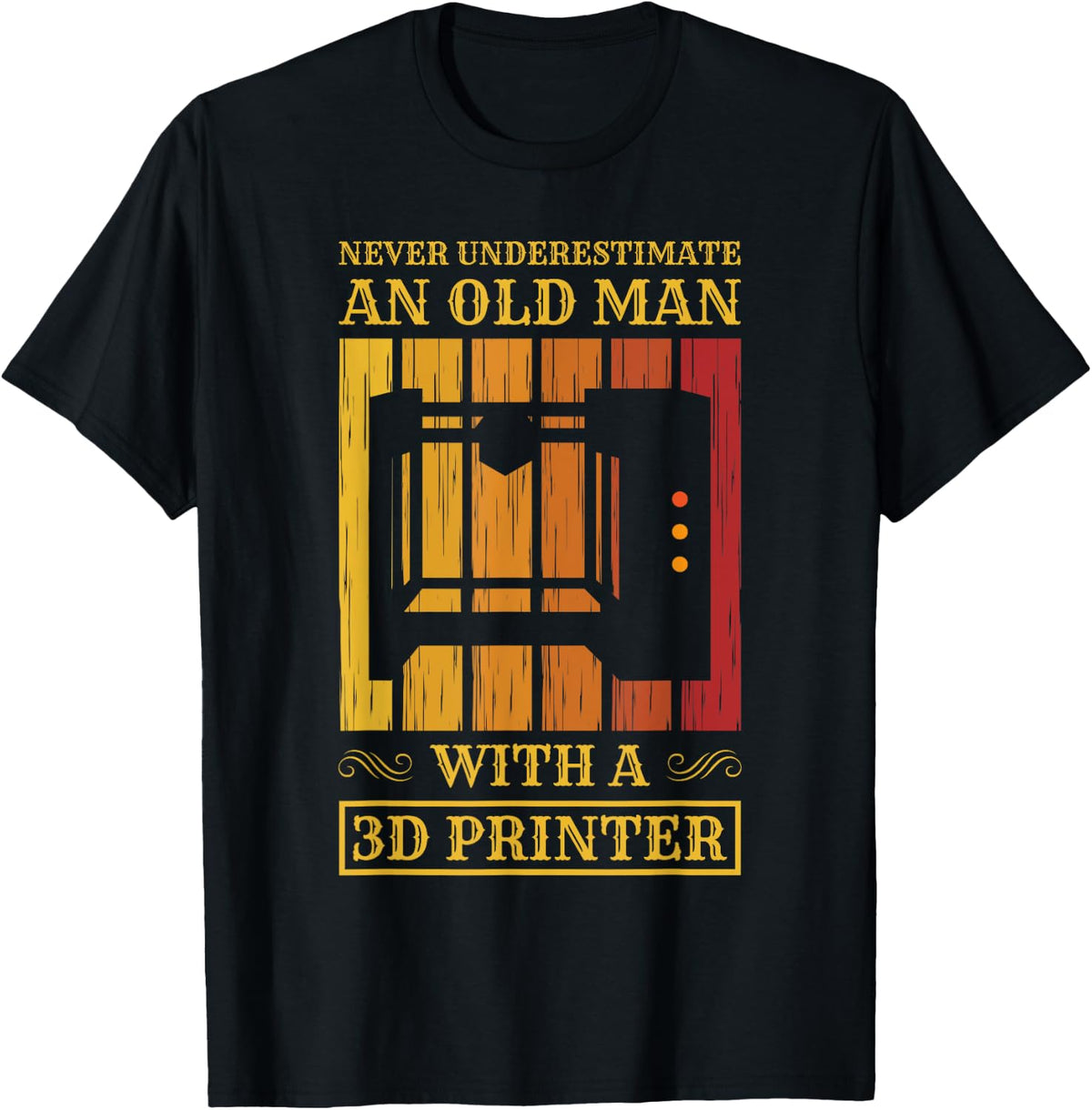 Old Man With A 3d Printer Funny Machine Print Apparel US Trend