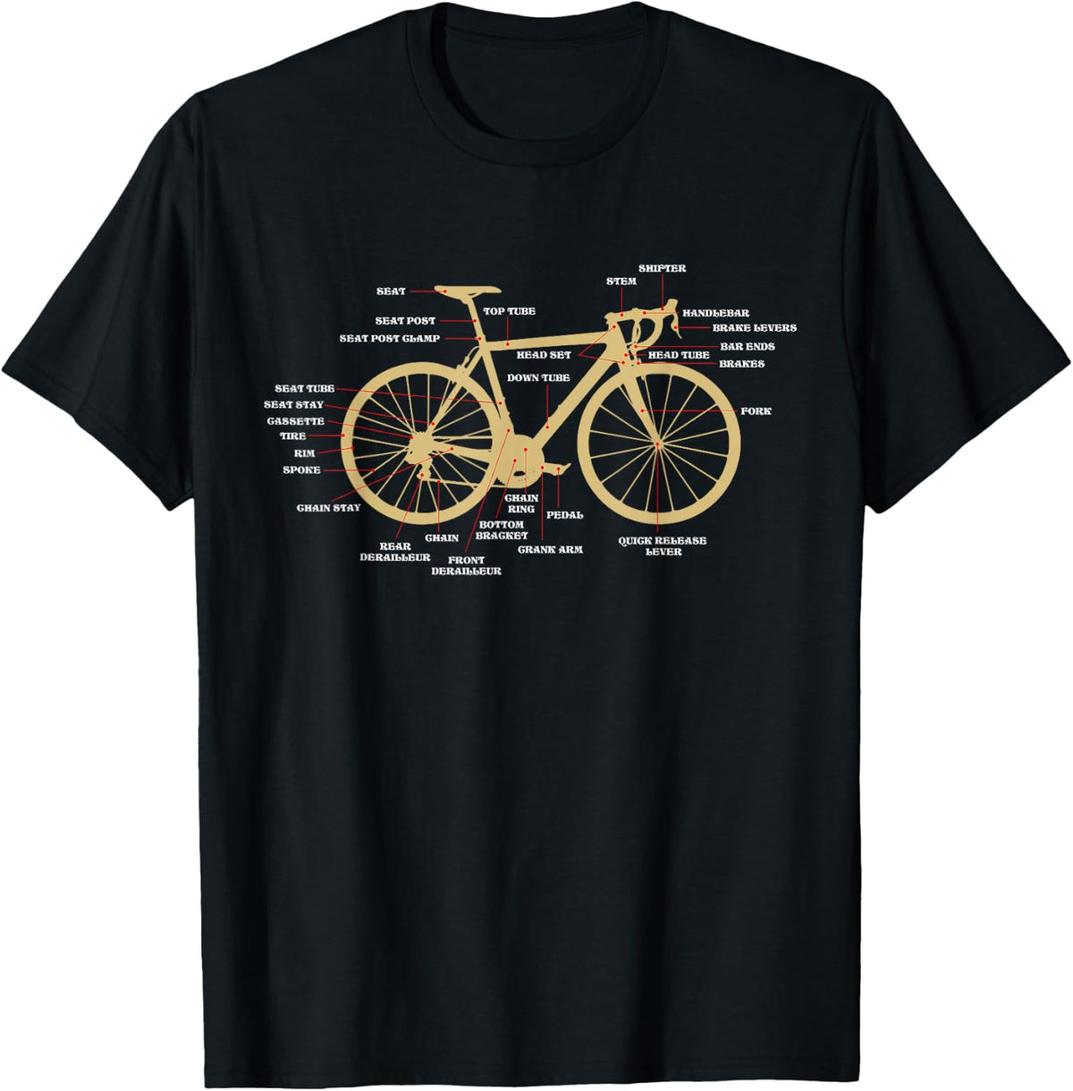 Cycling Bicycle Anatomy Road Bike Parts Biking Cyclist Shirt 84