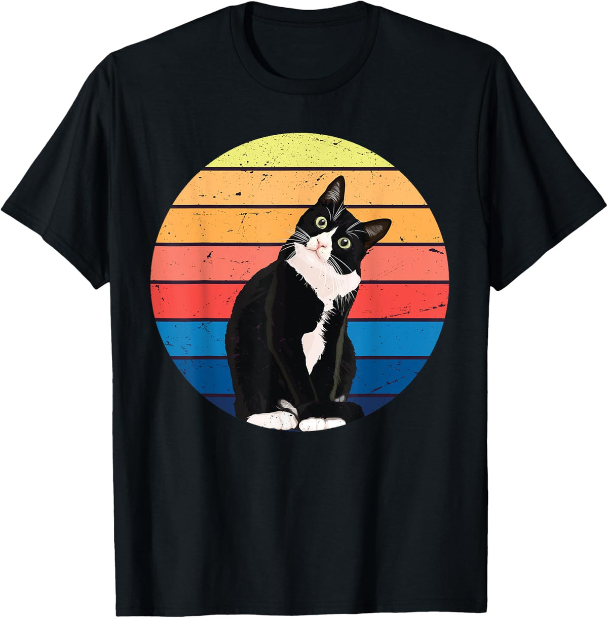 Tuxedo Cat Gift Retro Colors for Animal Lovers Shirt 94