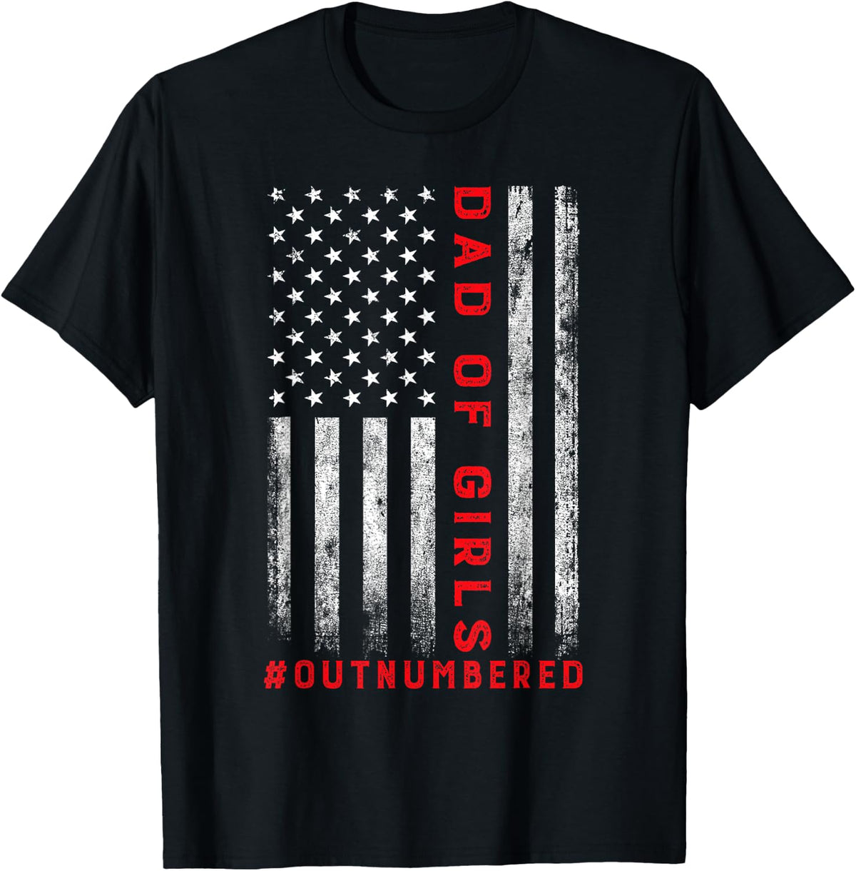 Girl Dad Outnumbered Vintage American Flag 4th of July Shirt