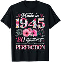 80 Year Old Made in 1945 Floral 80th Birthday Shirt for Women 29