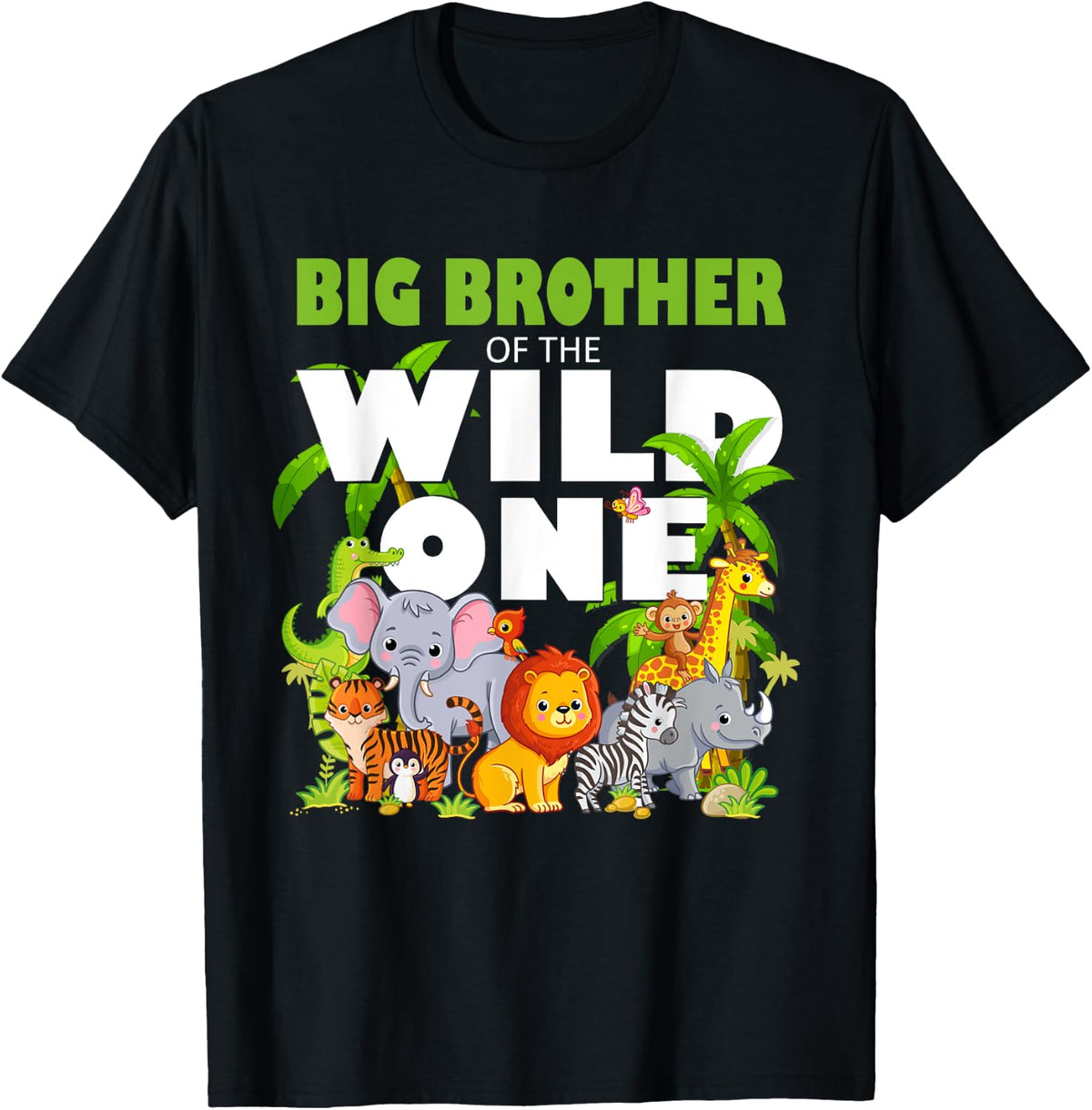 Wild One Big Brother Zoo Birthday Safari Animal Shirt 173