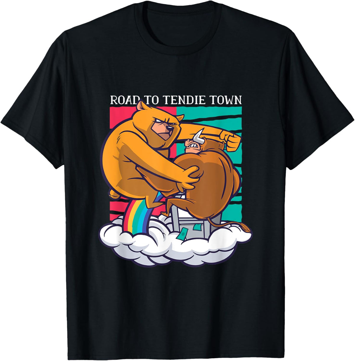 Bear Fighting Bull Stock Market Tendie Town Money Printer Apparel Premium Print