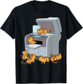 Cartoon Printer With Cats Funny Scene For Kids Apparel Gift Ready