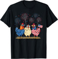 Patriotic Chicken Squad July 4th Humor American Flag Shirt for Women 132