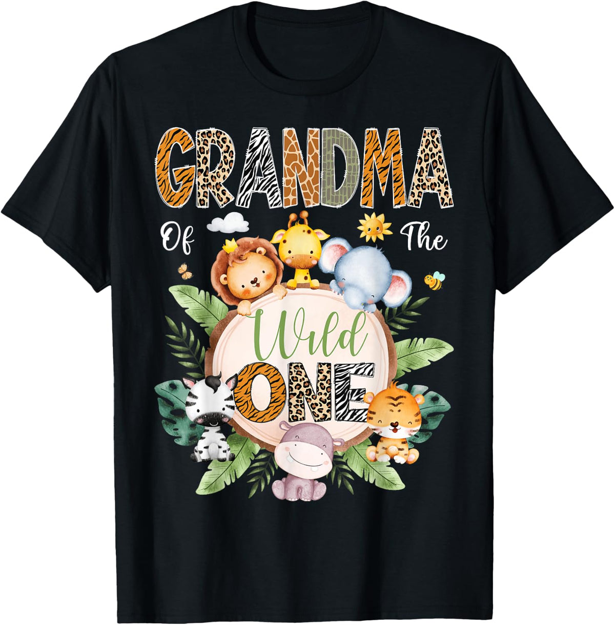 Wild One Grandma 1st Birthday Safari Jungle Animal Shirt 35