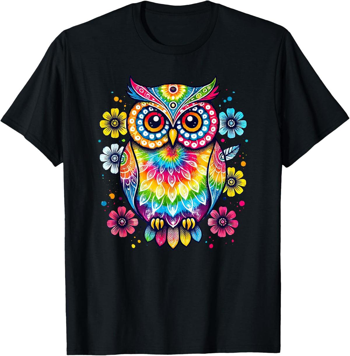 Owl Artwork Flower Colorful Tie Dye Lover Shirt for Men Women 183
