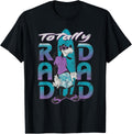 Funny Cartoon Dog Totally Rad Dad Fathers Day Surfing Distressed Shirt 78