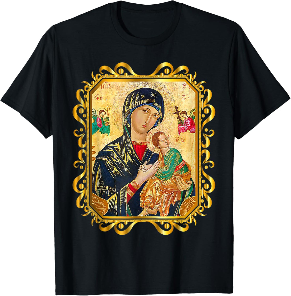 Our Lady of Perpetual Help Blessed Mother Mary Catholic Icon Shirt 128
