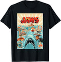 Shark Attack Movie Anniversary Poster Island Sticker Collage 2 Sided Shirt 41