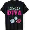 Disco Diva Ladies Gold Ball Silver Red Lips Shirt 132