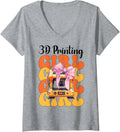 Womens 3d Printing Girl Printer Machine V Neck Apparel Gift Ready