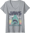 Shark Attack Distressed Pastel Island Regatta Portrait V-Neck for Women 4
