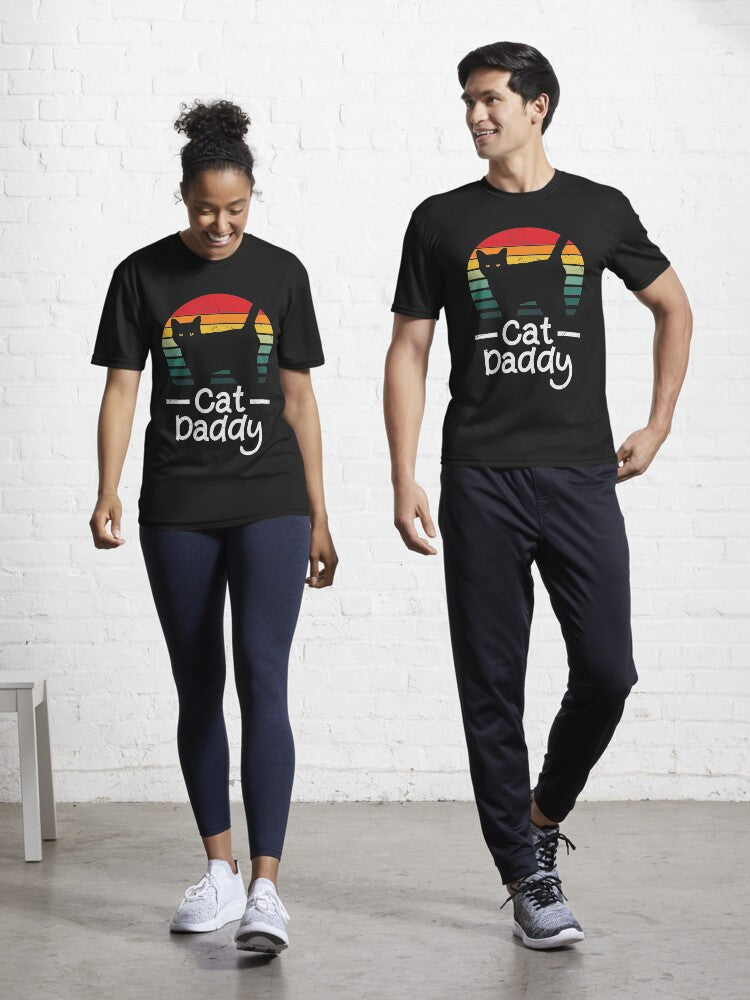 Cat Daddy Pajamas cat daddy retro pajamas retro vintage style Classic Kitten lover gift International Cats Day gift Active T-Shirt | Premium Unisex T-Shirt, Trending Graphic Tee