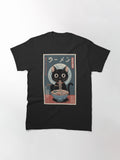 Funny Black Cat Ramen Japanese Graphic Tees Kawaii Anime Gifts Classic T-Shirt