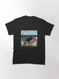 Black Kitty Attacking Great White Shark Nom Classic T-Shirt