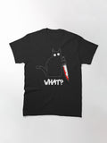Funny Black Cat What? - Murderous Holding Knife Dark Classic T-Shirt