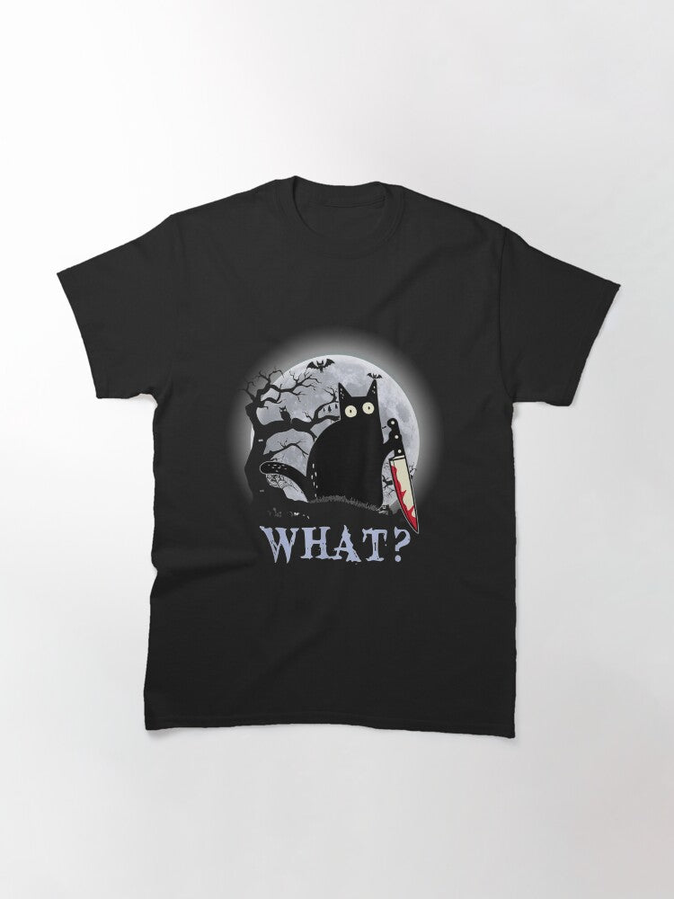 Cat What Murderous Black with Knife Halloween Classic T-Shirt