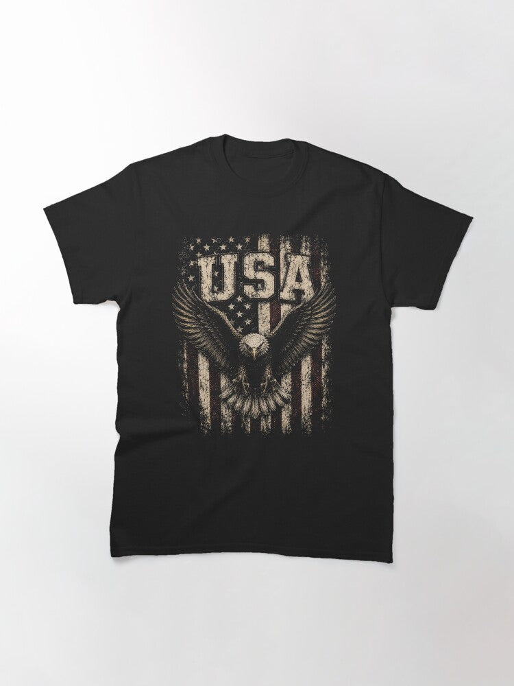 Vintage American Usa Flag Bald Eagle Classic T-Shirt
