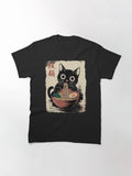 Ramen Cat - Black Eating Japanese Noodles Cute Anime Style Art Classic T-Shirt
