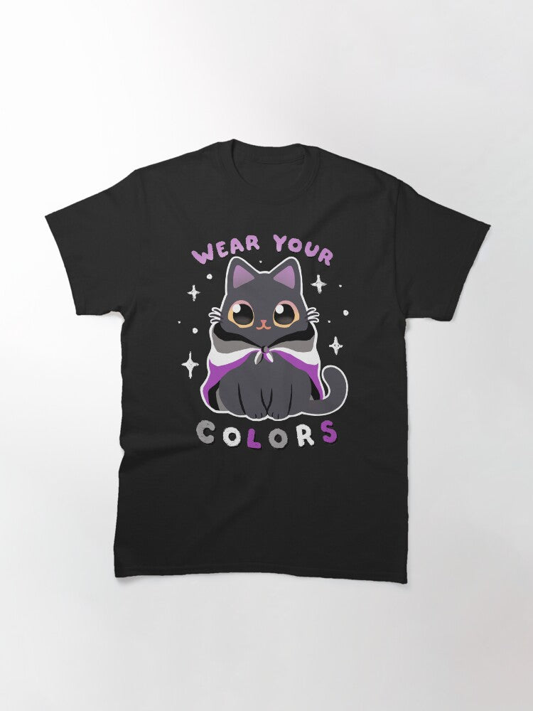 Asexual LGBT Pride Cat - Kawaii Rainbow Kitty Wear your Colors Classic T-Shirt