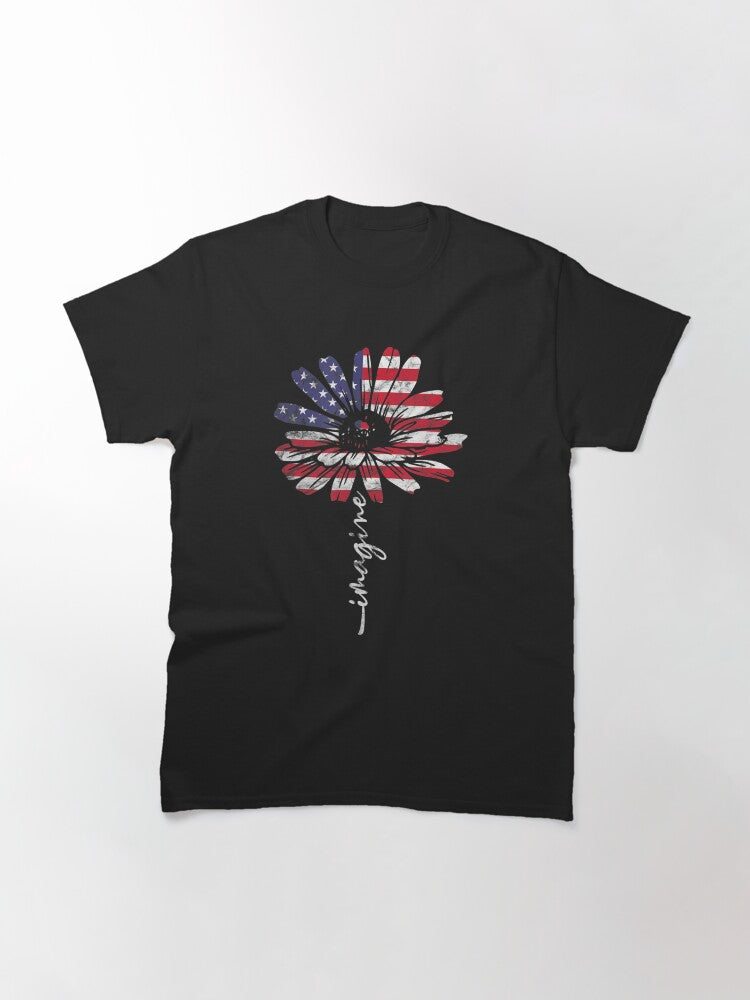 Daisy Usa American Flag 4th of July Patriotic Flower Vintage Classic T-Shirt