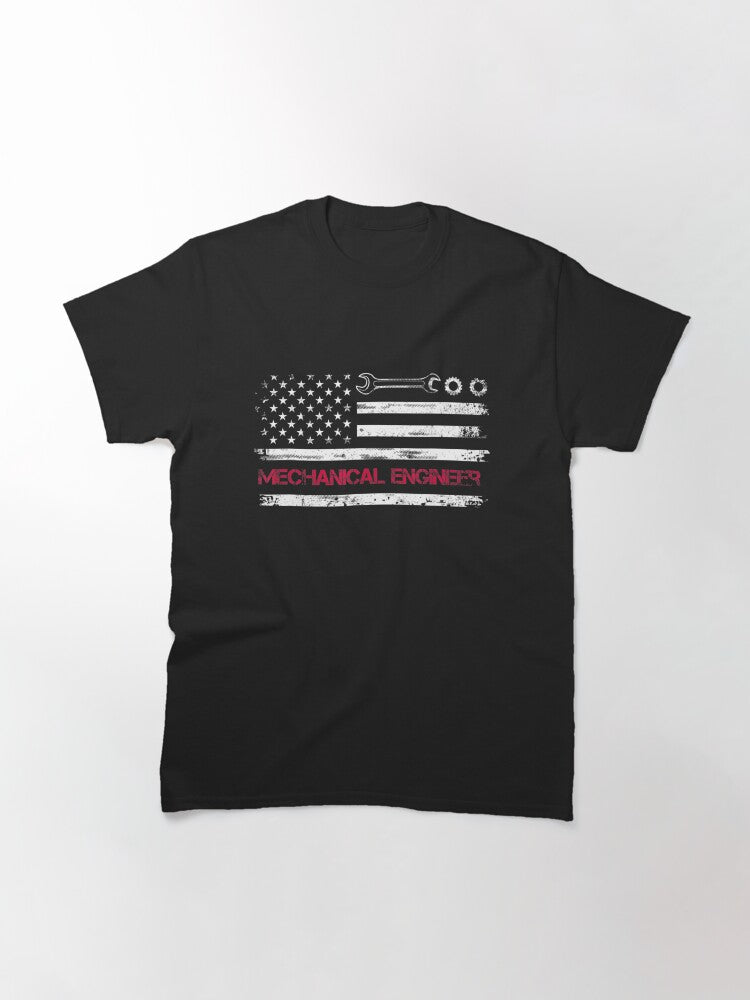 Engineer American Usa Flag Mechanical Aircraft Classic T-Shirt