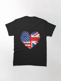 Union Jack Flag England and American for British & Usa Classic T-Shirt