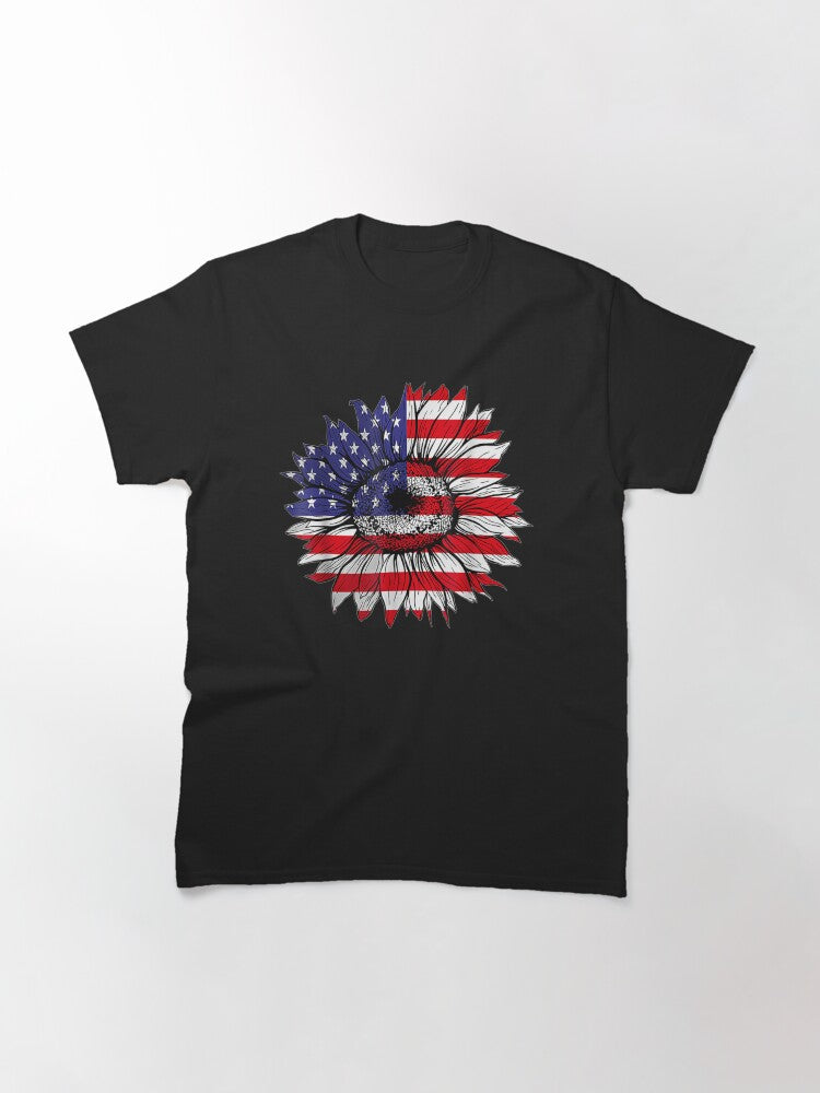 4th of July Sunflower Flag Usa American Patriotic Classic T-Shirt