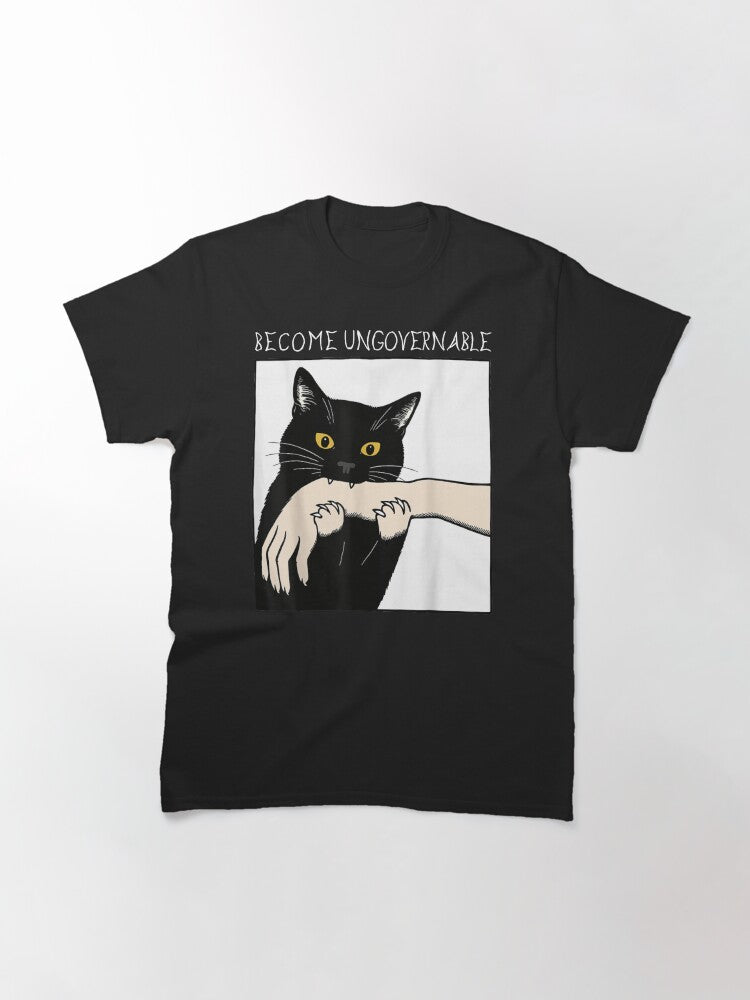 Become Ungovernable Black Cat Biting Hand Funny Lover Meme Classic T-Shirt