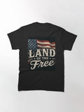Land of the Free Vintage American Flag Patriotic USA T-Shirt Design Classic