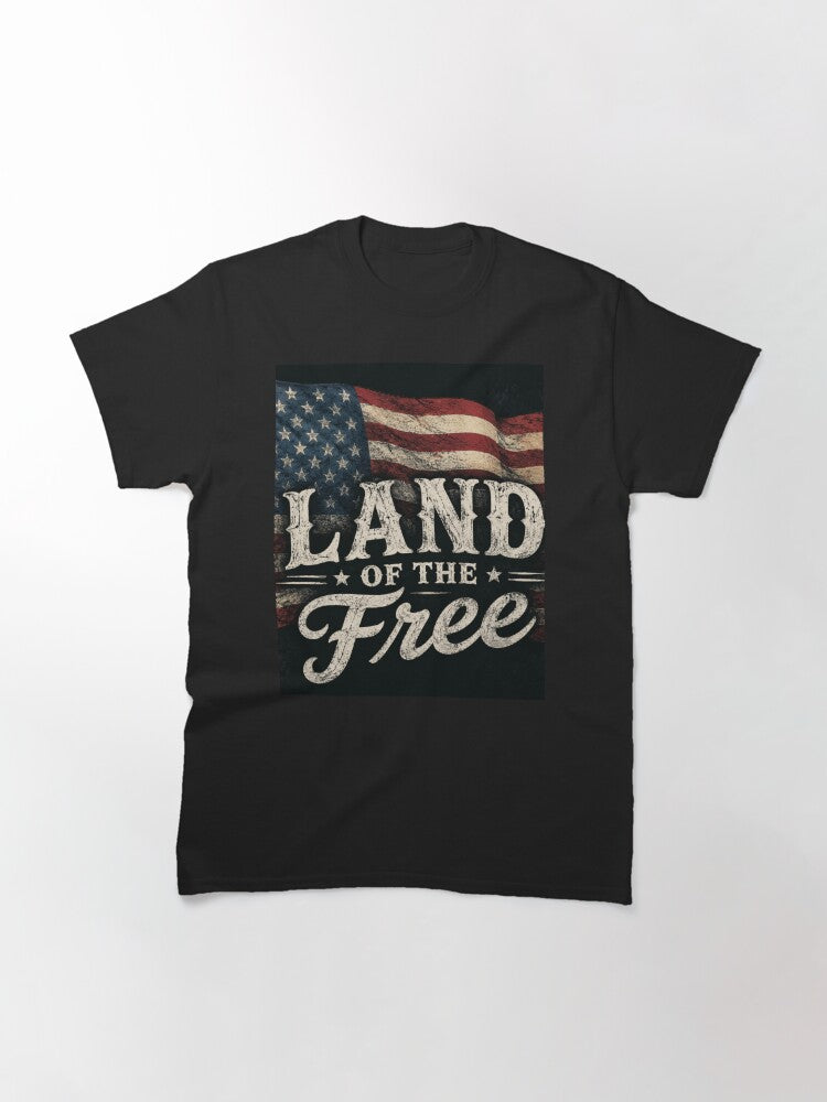 Land of the Free Vintage American Flag Patriotic USA T-Shirt Design Classic