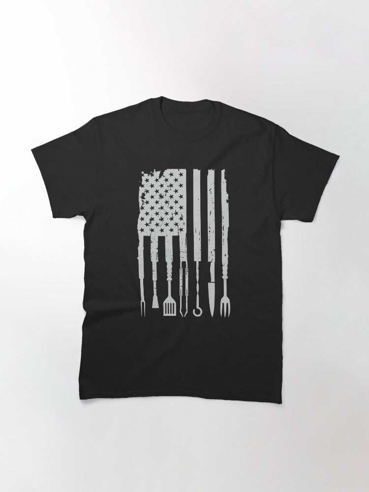 BBQ Smoker Grilling Pitmaster Barbecue American Flag T-Shirt Classic
