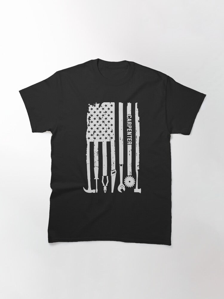 Vintage Woodworking Carpenter American Flag 4th of July T-Shirt Gift Classic