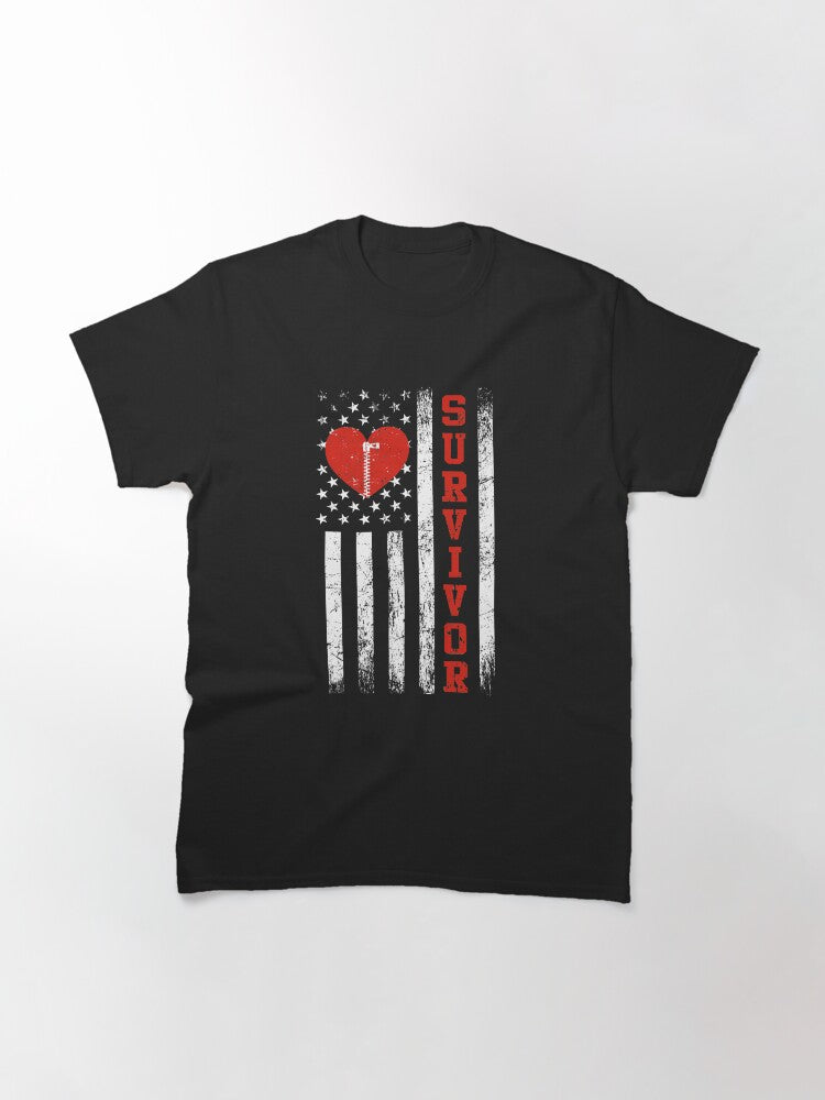 Open Heart Surgery Survivor American Flag Classic T-Shirt